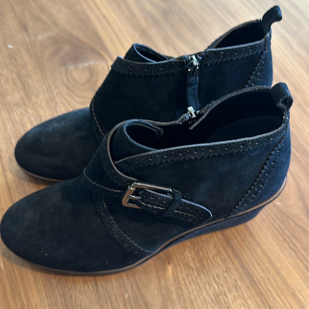 Franco Sarto wedge cuff boot. 9.5 Black Suede.